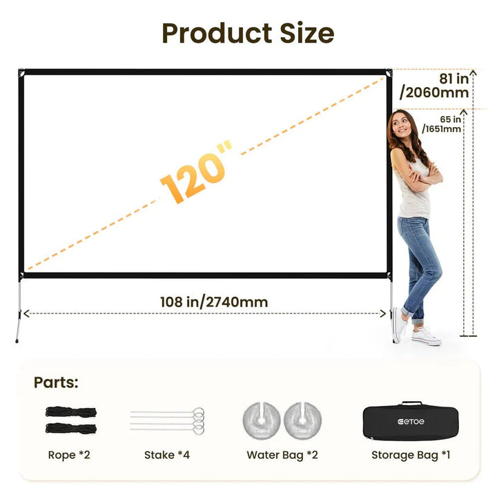 120 inch 16:9 Outdoor Projection Screen - ETOE Projector