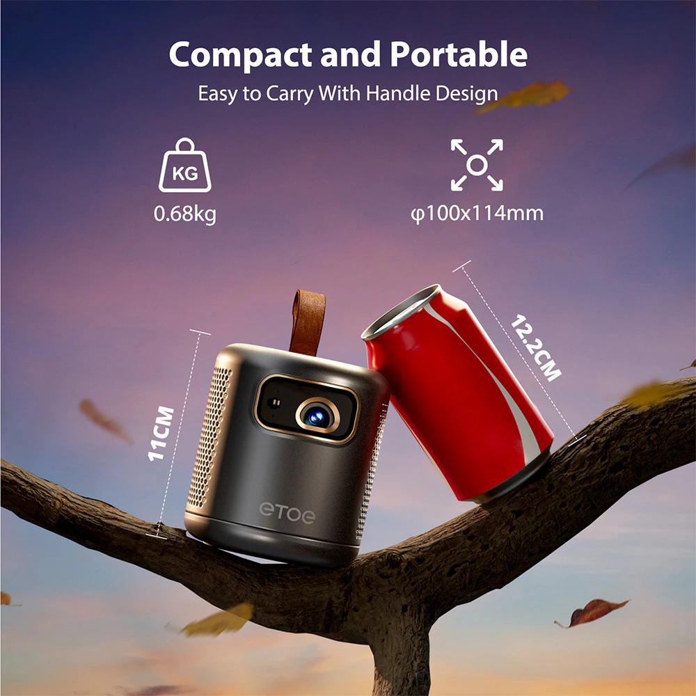 [Google TV Certified] ETOE Dolphin DLP Projector, 500 ANSI Lumens, Native 1080P, 4K UHD Video Decoding, Auto Focus & Keystone, Dual-Band Wi-Fi, Netflix / YouTube / Prime Video Preinstalled