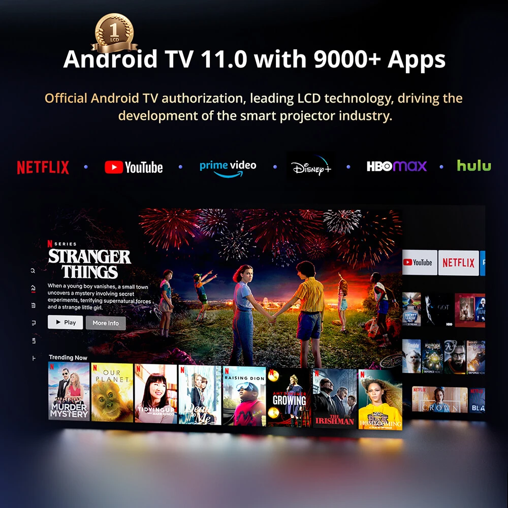 Official Android TV authorization, leading LCD technology, driving the development of the smart projector industry.