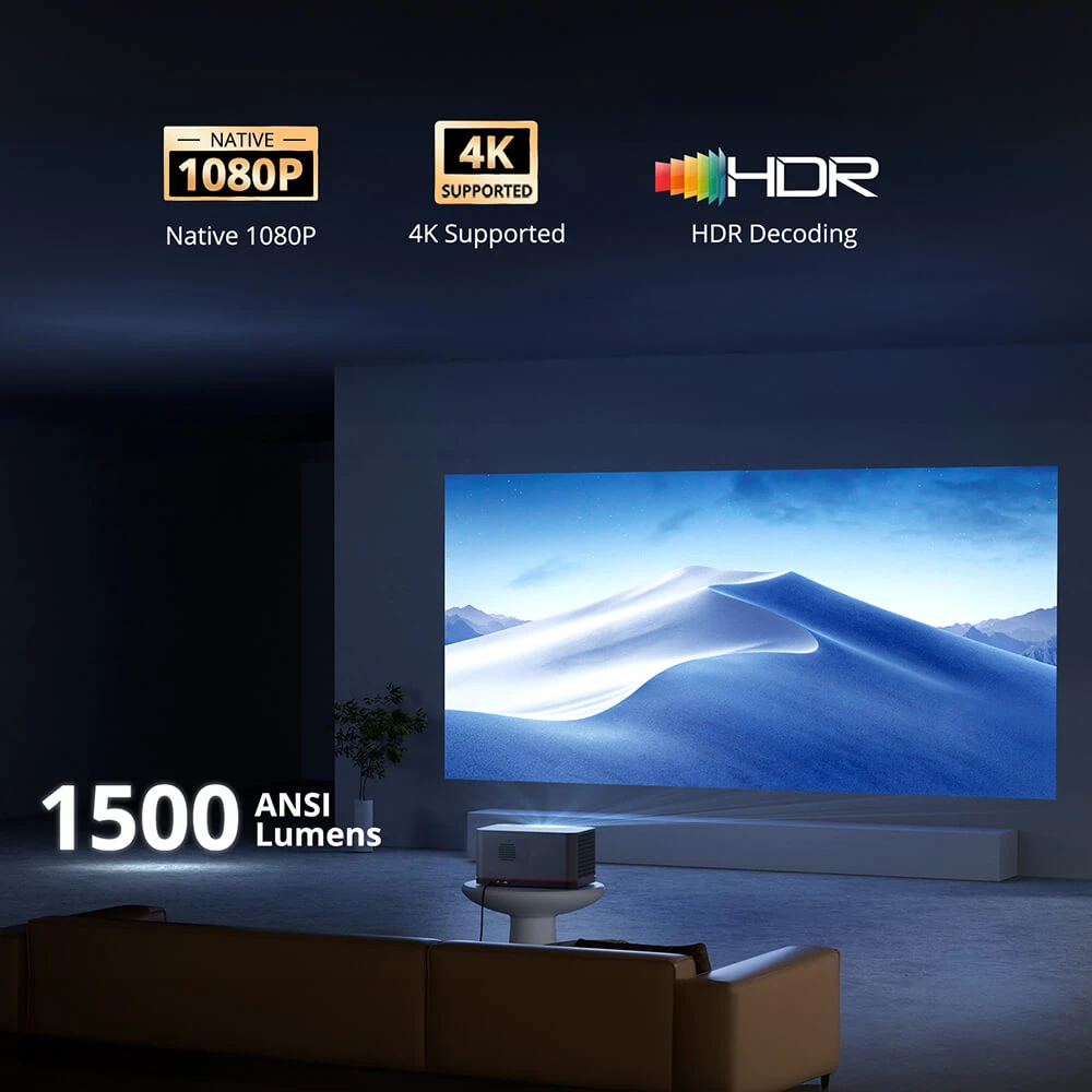 ETOE Whale Pro Android TV Projector, 1500 ANSI Lumens Native 1080P